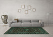 Machine Washable Persian Turquoise Traditional Area Rugs in a Living Room,, wshtr2487turq