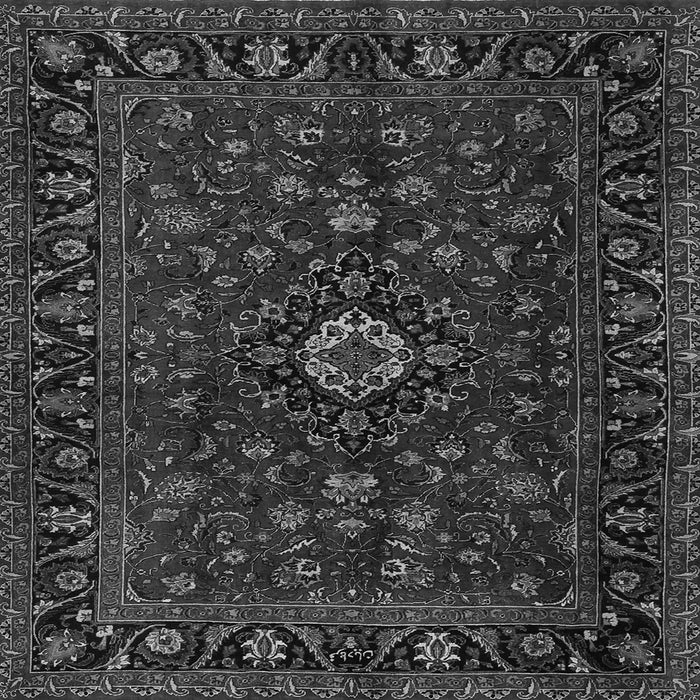 Round Machine Washable Persian Gray Traditional Rug, wshtr2487gry