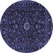 Round Machine Washable Persian Blue Traditional Rug, wshtr2487blu