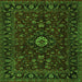 Round Machine Washable Persian Green Traditional Area Rugs, wshtr2487grn