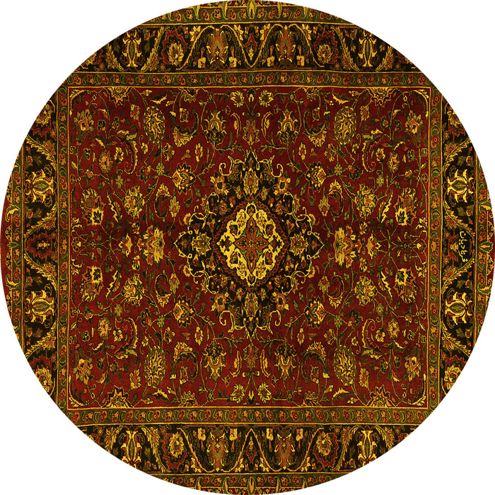 Round Persian Yellow Traditional Rug, tr2487yw