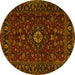 Round Persian Yellow Traditional Rug, tr2487yw