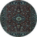 Round Machine Washable Persian Light Blue Traditional Rug, wshtr2487lblu