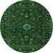 Round Persian Emerald Green Traditional Rug, tr2487emgrn