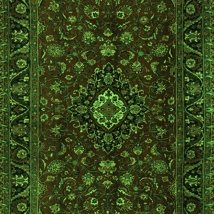 Serging Thickness of Machine Washable Persian Green Traditional Area Rugs, wshtr2487grn