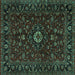 Square Machine Washable Persian Turquoise Traditional Area Rugs, wshtr2487turq