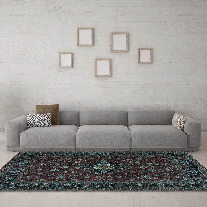 Machine Washable Persian Light Blue Traditional Rug in a Living Room, wshtr2487lblu
