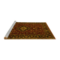 Sideview of Machine Washable Persian Yellow Traditional Rug, wshtr2487yw