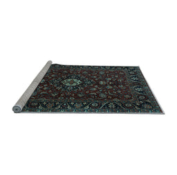 Sideview of Machine Washable Persian Light Blue Traditional Rug, wshtr2487lblu