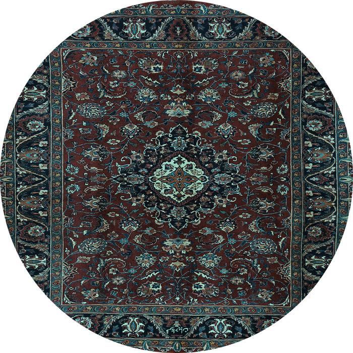 Round Persian Light Blue Traditional Rug, tr2487lblu