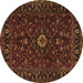 Round Persian Brown Traditional Rug, tr2487brn