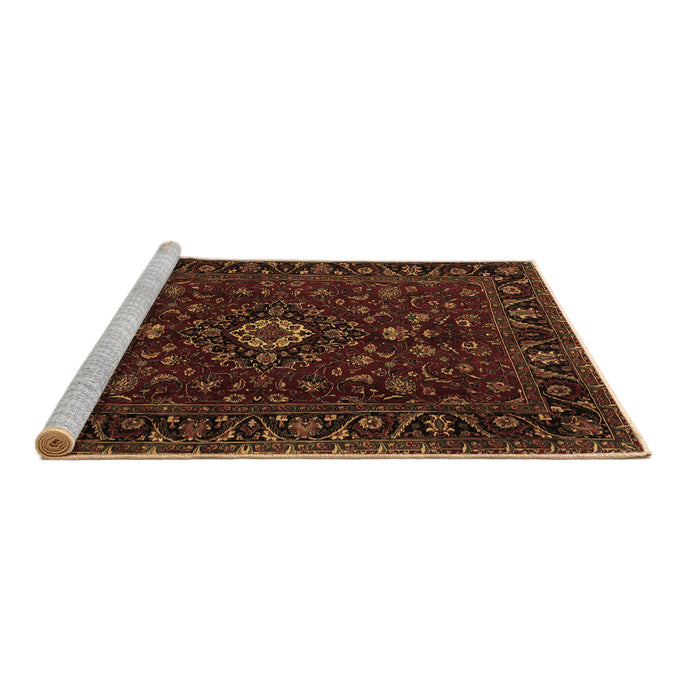 Sideview of Machine Washable Persian Brown Traditional Rug, wshtr2487brn
