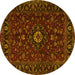 Round Machine Washable Persian Yellow Traditional Rug, wshtr2487yw