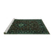 Sideview of Machine Washable Persian Turquoise Traditional Area Rugs, wshtr2487turq