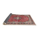 Sideview of Traditional Light French Beige Brown Medallion Rug, tr2488