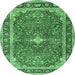 Round Medallion Emerald Green Traditional Rug, tr2488emgrn