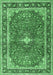 Machine Washable Medallion Emerald Green Traditional Area Rugs, wshtr2488emgrn