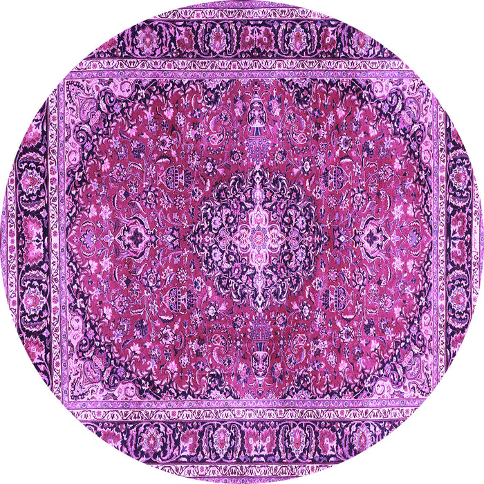 Round Medallion Purple Traditional Rug, tr2488pur
