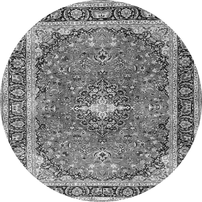 Machine Washable Medallion Gray Traditional Rug, wshtr2488gry