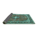 Sideview of Medallion Turquoise Traditional Rug, tr2488turq