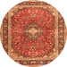 Machine Washable Medallion Orange Traditional Area Rugs, wshtr2488org