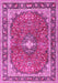 Machine Washable Medallion Pink Traditional Rug, wshtr2488pnk