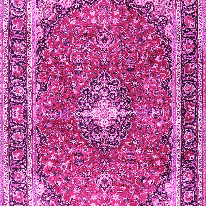 Machine Washable Medallion Pink Traditional Rug, wshtr2488pnk