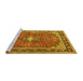 Sideview of Machine Washable Medallion Yellow Traditional Rug, wshtr2488yw