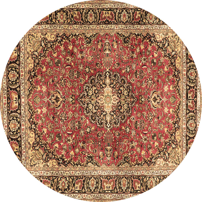 Round Medallion Brown Traditional Rug, tr2488brn