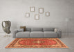 Machine Washable Medallion Orange Traditional Area Rugs in a Living Room, wshtr2488org