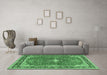 Machine Washable Medallion Emerald Green Traditional Area Rugs in a Living Room,, wshtr2488emgrn