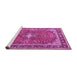 Sideview of Machine Washable Medallion Pink Traditional Rug, wshtr2488pnk