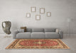 Machine Washable Medallion Brown Traditional Rug in a Living Room,, wshtr2488brn