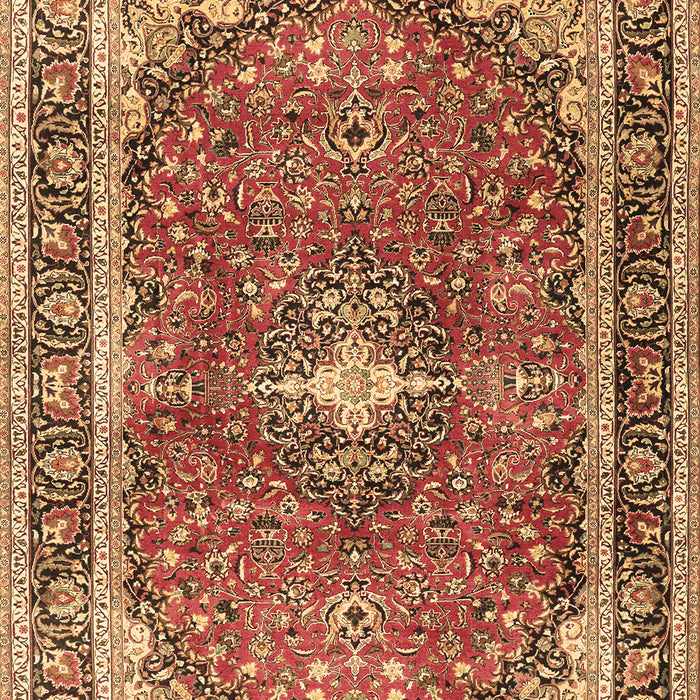 Machine Washable Medallion Brown Traditional Rug, wshtr2488brn