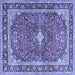 Square Medallion Blue Traditional Rug, tr2488blu