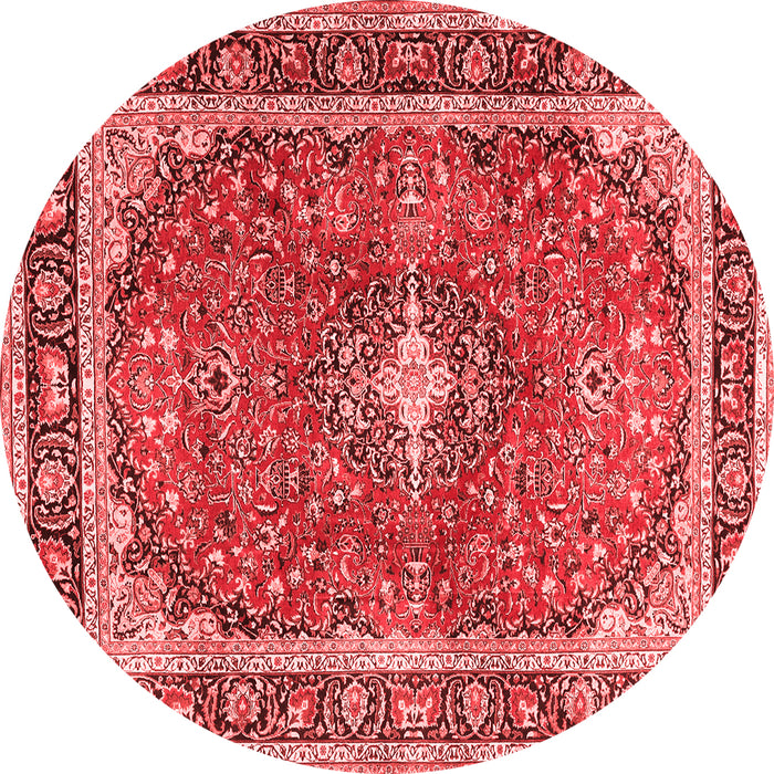 Machine Washable Medallion Red Traditional Rug, wshtr2488red
