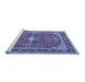 Sideview of Machine Washable Medallion Blue Traditional Rug, wshtr2488blu