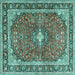 Square Medallion Turquoise Traditional Rug, tr2488turq