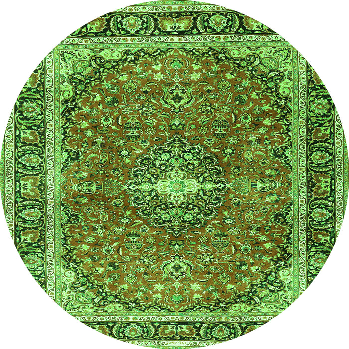 Square Medallion Green Traditional Rug, tr2488grn