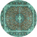 Round Medallion Turquoise Traditional Rug, tr2488turq