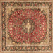 Square Medallion Brown Traditional Rug, tr2488brn