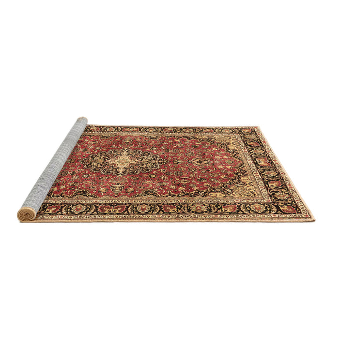 Sideview of Machine Washable Medallion Brown Traditional Rug, wshtr2488brn