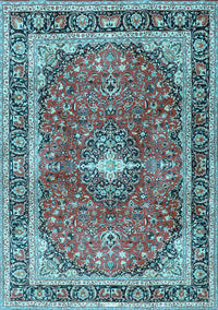 Medallion Light Blue Traditional Rug, tr2488lblu