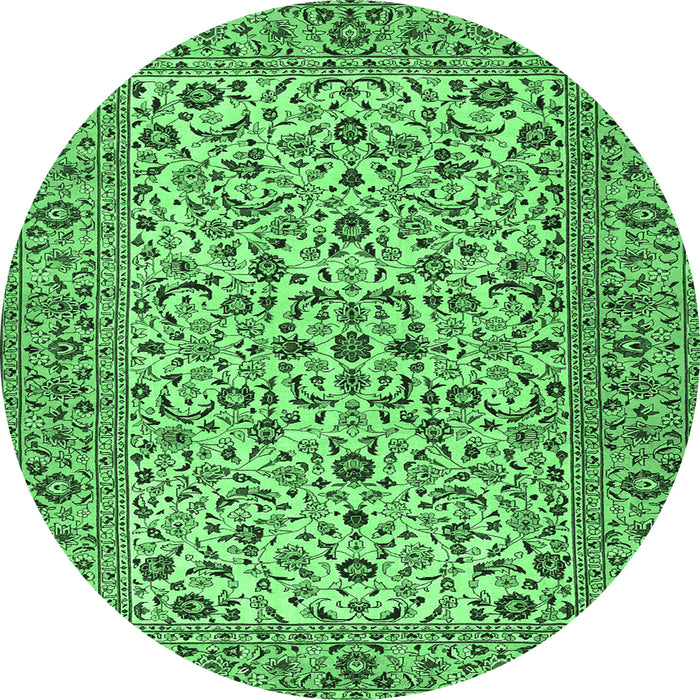 Round Persian Emerald Green Traditional Rug, tr2489emgrn