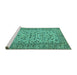 Sideview of Machine Washable Persian Turquoise Traditional Area Rugs, wshtr2489turq