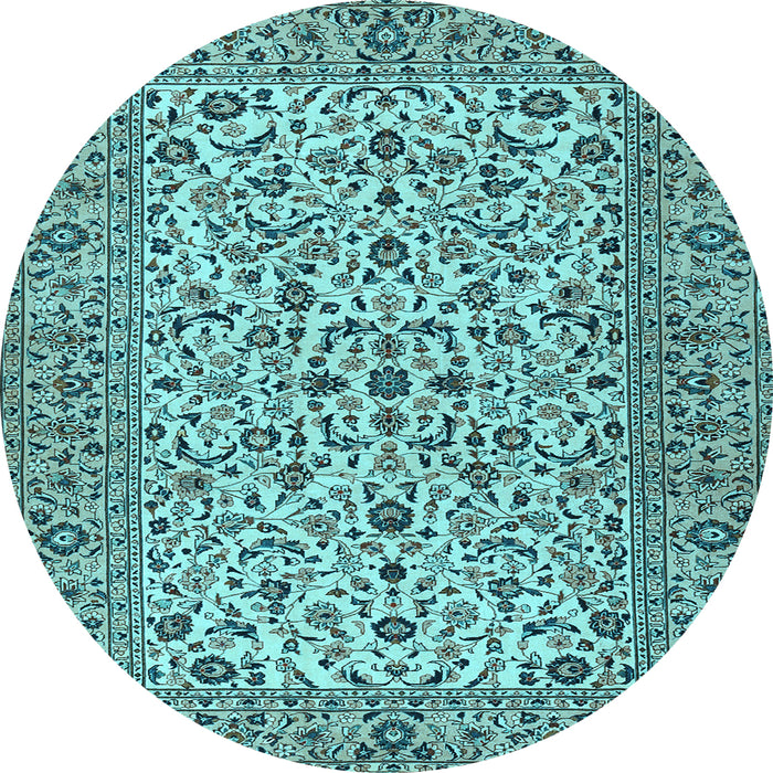 Round Machine Washable Persian Light Blue Traditional Rug, wshtr2489lblu