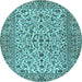 Round Machine Washable Persian Light Blue Traditional Rug, wshtr2489lblu