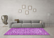 Machine Washable Persian Purple Traditional Area Rugs in a Living Room, wshtr2489pur