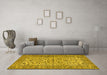 Machine Washable Persian Yellow Traditional Rug in a Living Room, wshtr2489yw