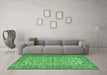 Machine Washable Persian Emerald Green Traditional Area Rugs in a Living Room,, wshtr2489emgrn